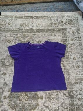 Hannah Deep Purple Crewneck Tee with Shimmer Trim